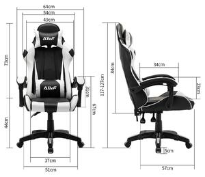 Sedia da gaming ergonomica - Sedia da ufficio con imbottitura in memory foam e rivestimento in ecopelle - Bianca