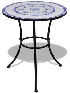 Tavolo da Bistrot Blu e Bianco 60 cm a Mosaico
