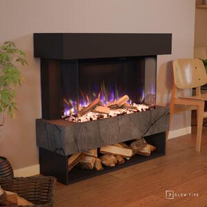 Camino elettrico da pavimento, aspetto marmo nero, 1500 W, tecnologia LED 3D E-Motion