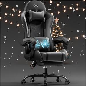 Sedia da gaming ergonomica con supporto lombare massaggiante, schienale regolabile e imbottitura in memory foam
