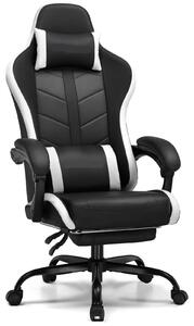 Sedia da ufficio e sedia da gaming ergonomica, colore bianco, con schienale regolabile e poggiapiedi