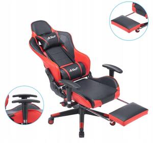 Sedia da gaming - Sedia da ufficio - Sedia da gioco - Sedia da corsa - Rossa - Schienale regolabile - Poggiapiedi estensibile