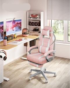 Sedia da gaming – Ergonomica, con supporto lombare, poggiapiedi, portata massima 150 kg, color rosa pastello