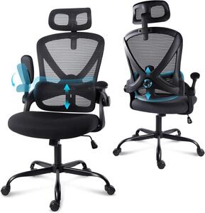 Sedia da ufficio ergonomica - Sedia da ufficio confortevole - Sedia girevole per il lavoro da casa - Sedia da ufficio con braccioli