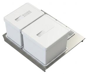 TECNOINOX Pattumiera Sottolavello Estraibile per Cassettoni 2 Contenitori spazzatura 12 + 17 Litri Lunghezza 60 cm colore Bianco - T2