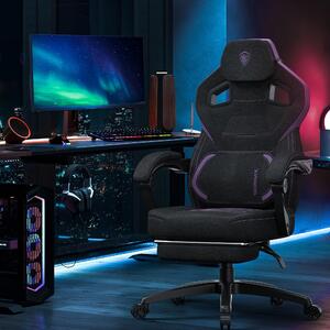 Sedia da gaming - Ergonomica con poggiapiedi - Supporto lombare e poggiatesta regolabili - Tessuto traspirante