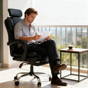 Sedia da gaming ergonomica - Sedia da ufficio - Sedia per computer - Sedia girevole - Sedia da ufficio nera - Rivestita in ecopelle