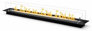 Bruciatore Per Camino A Bioetanolo 119x21x19,4 cm Da Incasso 2lt con Vetri in Cristallo e Acciaio Inox