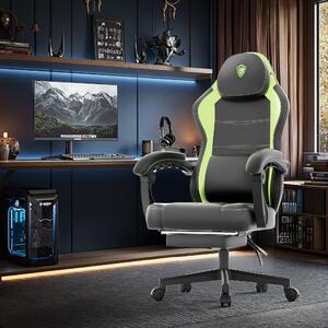 Sedia da gaming – Design ergonomico – Capacità di carico 136 kg – Poggiapiedi – Verde