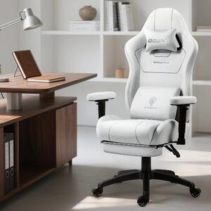 Sedia da gaming – Sedia da ufficio – Sedia per videogiochi – Design ergonomico – Schienale regolabile, colore bianco
