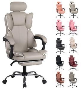 Sedia da gaming ergonomica – Sedia da scrivania regolabile – Rivestita in ecopelle con base a 5 ruote – Colore kaki con bordi bianchi
