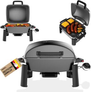 Barbecue a gas – Barbecue da tavolo – Barbecue da balcone – Barbecue da campeggio – Barbecue portatili – Piastra di cottura in ghisa – 3,1 kW, accensione piezoelettrica