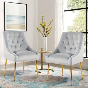 Sedia da ufficio – Sedia da lavoro – Design mid-century moderno – Rivestimento in velluto – Struttura in metallo – Regolabile – Set da 2