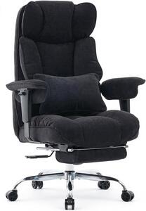 Sedia da ufficio ergonomica in ecopelle, sedia per dirigenti, sedia da scrivania, portata massima 200 kg, con poggiapiedi e supporto lombare, sedia regolabile con schienale alto, colore nero