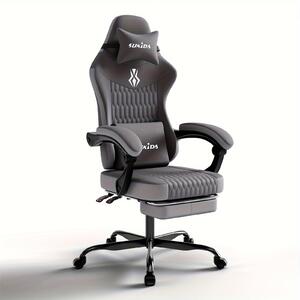 Sedia da gaming ergonomica con schienale regolabile, poggiapiedi e struttura in acciaio