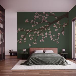 Carta da parati Ramo di albero con fiori rosa, Carta da parati Alberi, Carta da parati popolare, t00732v3 - Tapeko.it
