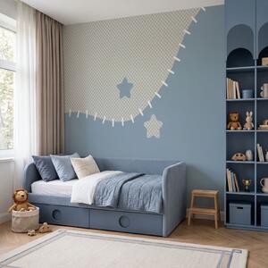 Carta da parati Tessuto blu e bianco con stelle, Carta da parati per Bambini, Carta da parati popolare, t00733v2 - Tapeko.it