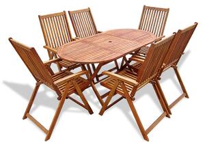Set da Pranzo da Giardino 7 pz in Legno Massello di Acacia