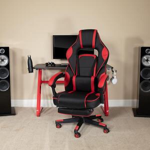 Sedia da gaming Flash Furniture con schienale alto, sedia ergonomica da scrivania con braccioli regolabili e poggiapiedi, ideale sia come sedia da gaming che per l'uso in ufficio domestico