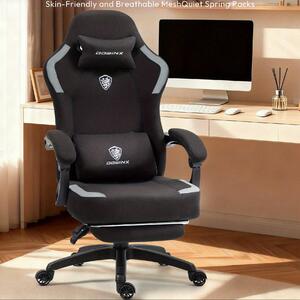 Sedia ergonomica da gaming - Sedia da ufficio - Sedia da corsa - Sedia per computer - Sedia nera - Poggiapiedi regolabile