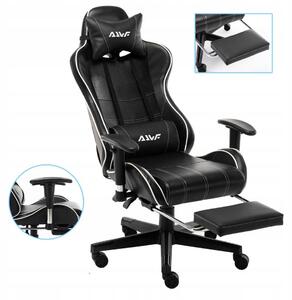 Sedia da gaming – Sedia da ufficio in stile racing con rivestimento in ecopelle e poggiapiedi regolabile