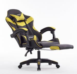 Sedia da gaming ergonomica, con imbottitura in memory foam, poggiapiedi regolabili e di colore giallo brillante