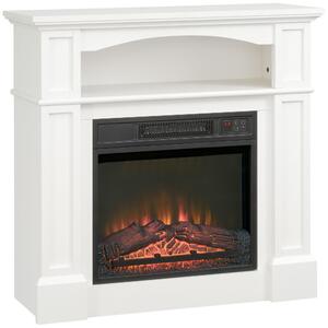 Camino elettrico a parete, colore bianco - 1800W - Altezza 80 cm - Effetto fiamma LED realistico - Con telecomando