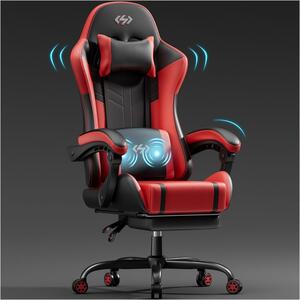 Sedia da gaming – Sedia per videogiochi – Sedia da gioco – Sedia regolabile – Nera e rossa