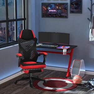 Sedia da gaming – Sedia da ufficio – Design ergonomico – Con altezza regolabile e poggiapiedi, disponibile in nero e rosso