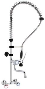 Rubinetto da cucina da montare a parete, con doccetta manuale, altezza 101 cm e bocchetta girevole