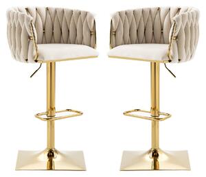 Sgabello da bar - Sgabello per cucina - Sgabello per caffè - Regolabile da 63 a 87 cm - Rotazione a 360° - Beige
