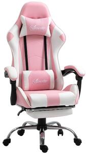 Sedia da gaming – Sedia da ufficio – Ergonomica – Regolabile in altezza – Rivestita in ecopelle con finiture rosa e bianco