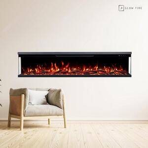 Camino elettrico a parete, effetto fiamma 3D LED, 1800W, colore nero