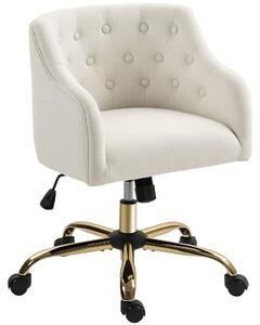 Sedia da ufficio - Sedia da scrivania - Sedia da lavoro - Sedia - Aspetto lino - Beige - Gambe in metallo dorato