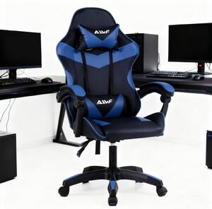 Gamestoel – Sedia da gaming ergonomica con struttura in alluminio e supporto lombare – Nera e blu