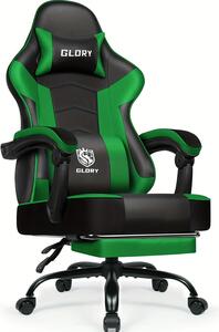 Sedia da gaming – Sedia da ufficio con poggiapiedi pieghevoli e supporto lombare