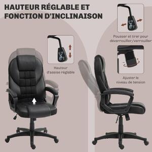 Sedia da ufficio ergonomica - Ecopelle nera - Altezza regolabile - Funzione di inclinazione e rotazione a 360 gradi