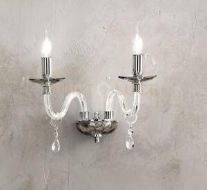 Applique livia 2 luci fume'- trasparente e cromo attacco e14 l.35cm
