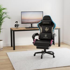 Sedia da gaming ergonomica con altoparlanti Bluetooth, audio surround e rivestimento in ecopelle nera