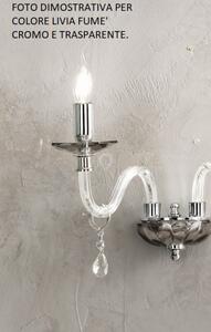 Applique livia 1 luci fume'- trasparente e cromo attacco e14 l.12cm