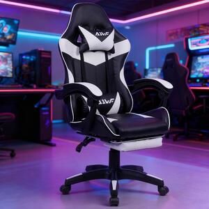 Sedia da gaming – Sedia da gaming ergonomica con altezza regolabile e supporto per il collo – Nero e bianco