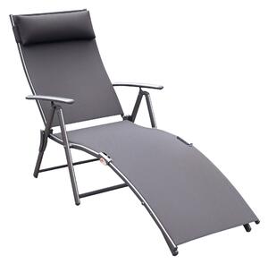 Outsunny lettino prendisole Sedie a Sdraia da Giardino da terrazzo lettino sdraio arredamento giardino Relax Pieghevole Telaio in Metallo  Grigio