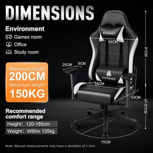 Sedia da gaming - Sedia ergonomica - Sedia per giocatori - Sedia da ufficio - Sedia girevole - Regolabile in altezza