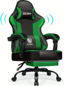Sedia da gaming ergonomica con poggiapiedi, supporto lombare, poggiatesta e rivestimento confortevole