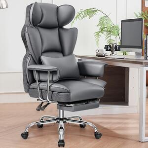 Sedia ergonomica da ufficio - Sedia da ufficio - Sedia da lavoro - Sedia da scrivania - Sedia da ufficio grigia - Con poggiapiedi
