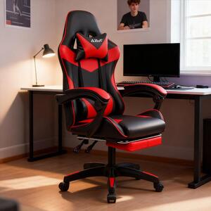 Sedia da gaming – Sedia da gaming ergonomica con supporto lombare e poggiatesta regolabili – Rossa