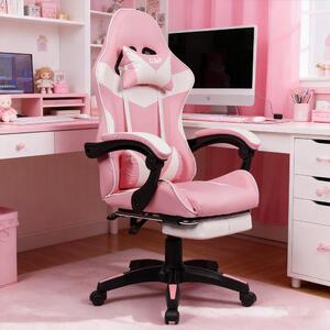 Sedia da gaming – Sedia da gaming ergonomica con supporto lombare regolabile e poggiatesta girevole – Rosa