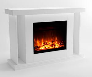 Camino elettrico a colonna - Bianco, 1500 Watt - Finitura effetto legno - Design moderno - Per interni