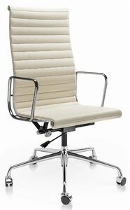 Sedia da ufficio - Sedia girevole - Sedia da ufficio - Sedia da gaming - Sedia ergonomica - Pelle vera bianca - Schienale alto