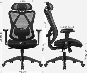 Sedia da ufficio - Sedia da ufficio ergonomica - Sedia per computer - Sedia con struttura a rete - Supporto lombare e poggiatesta regolabili
